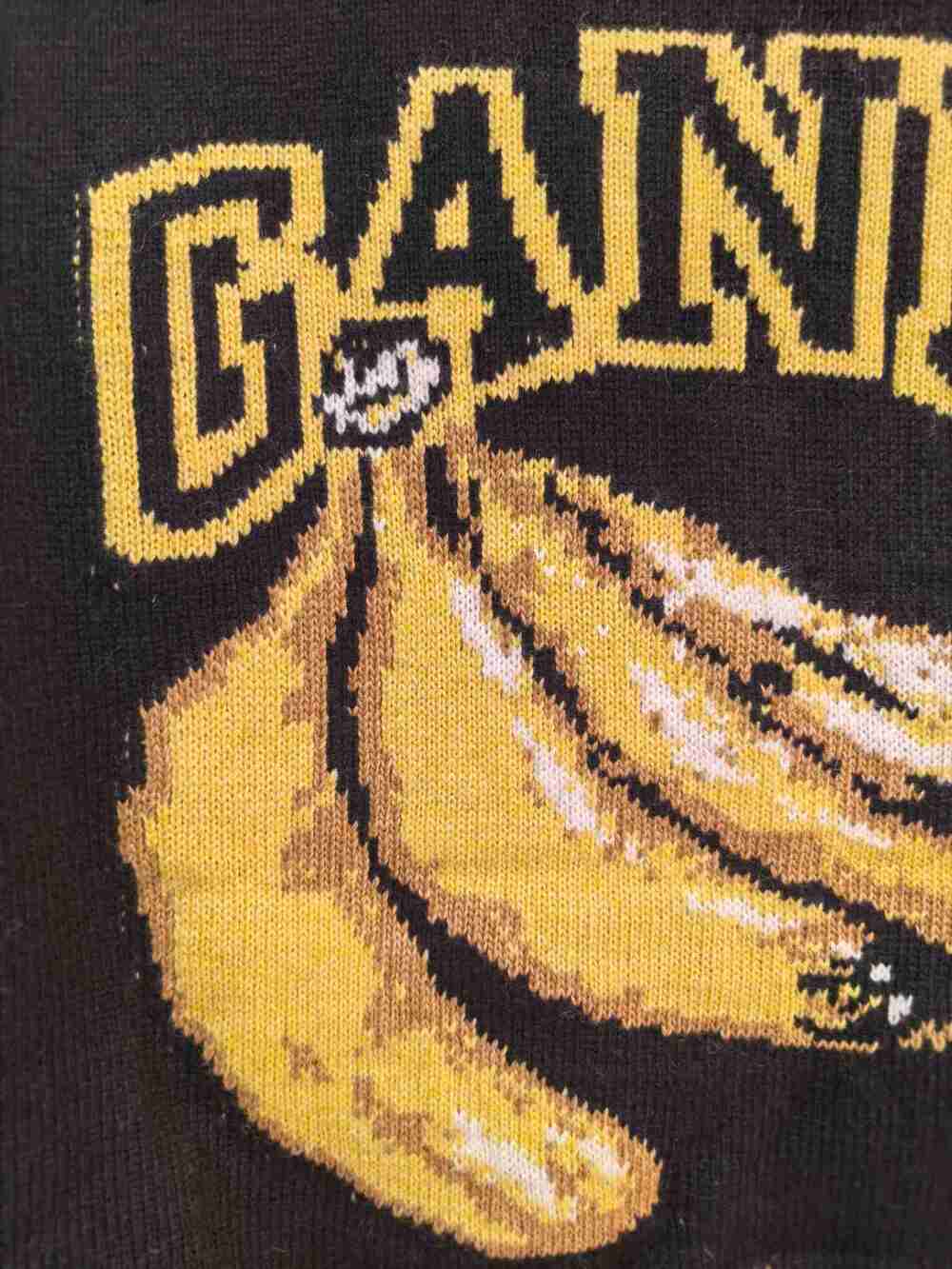 GANNI Black Vintage Banana Logo Long Sleeve Knitted Jumper - Picture 5 of 6